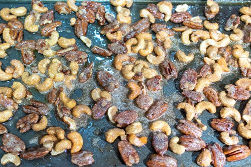 Spreaded the nuts in a single layer on sheet pan to bake in the oven