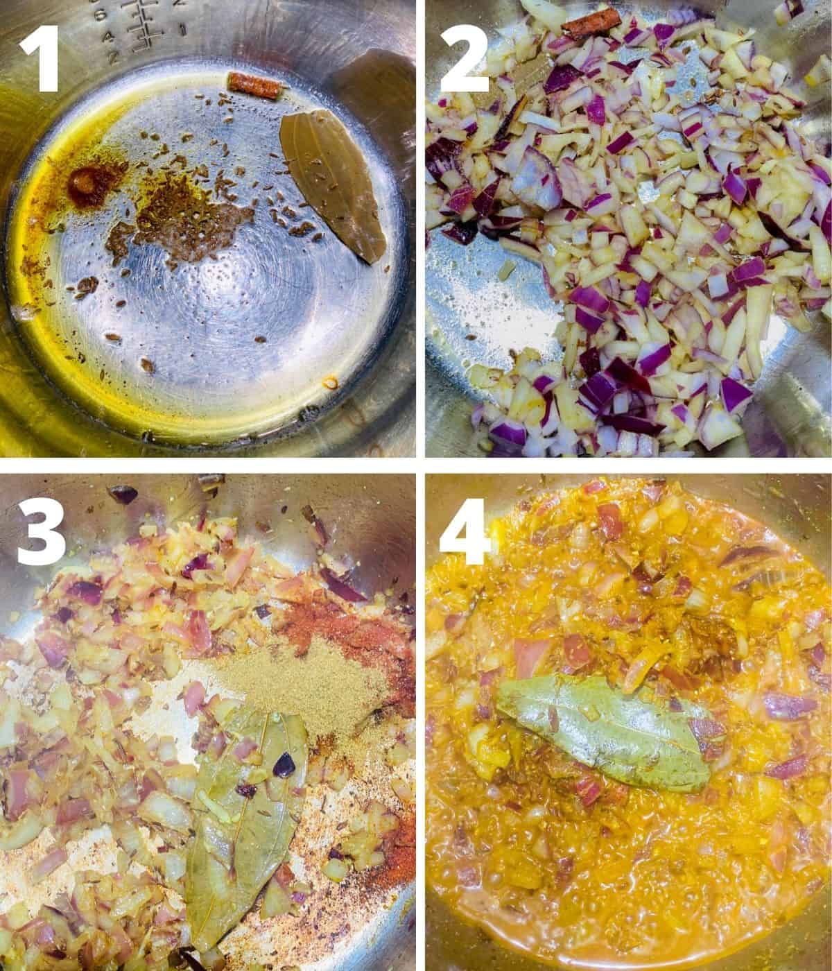 Collage image of step by step pictures for making Rajma in the Instant pot